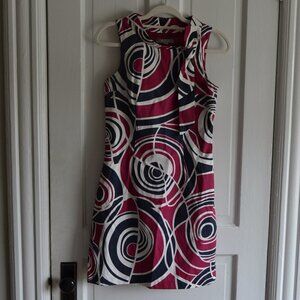 Vintage Merona Mod 60's Print Halter Neck Bow Bodycon Cocktail Mini Dress Size 2